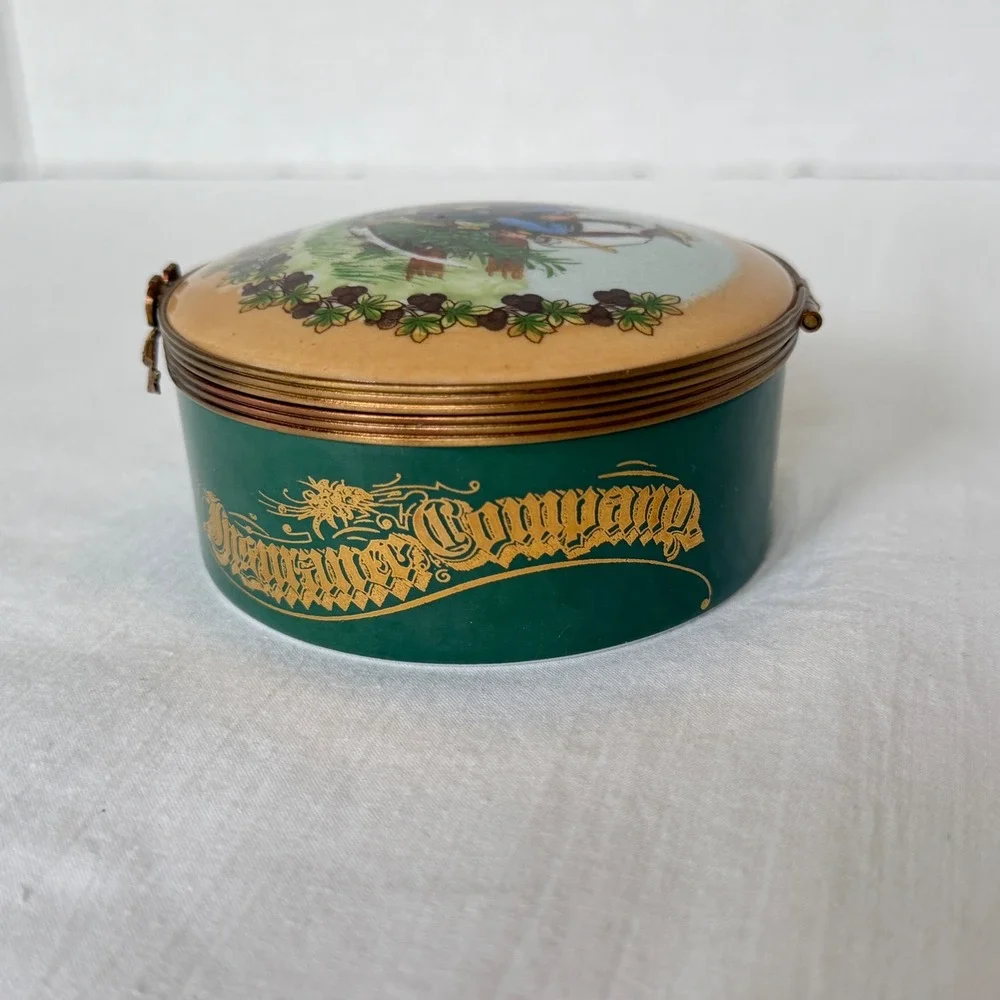 Limoges Trinket Box Unisex OS Green Excellent 150th Anniversary Westfield Ohio